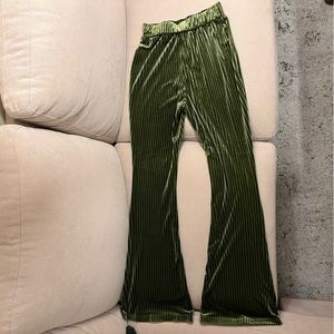 Floerns Women's Velvet Elastic Waist Flare Leg Palazzo Long Pants Trousers